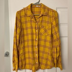 Yellow Flannel with White and Pink Stripes from Gap